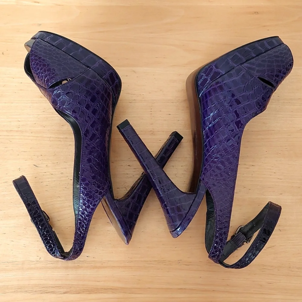 Stuart Weitzman Purple Patent Leather High Heeled Sandals - Picture 7 of 14